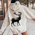 Deer Dad Mom Lover モノクロ 鹿 レディース オーバーサイズ パーカー バックプリント Sand