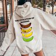 The Evolution Of Banana Novelty Graphic & Cool s レディース オーバーサイズ パーカー バックプリント Sand