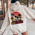 Gigisaurus Dinosaur Grandma Matching Family Saurus Women Oversized Hoodie Back Print Sand