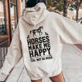Horses Make Me Happy 楽しい馬愛好家 農家乗馬 レディース オーバーサイズ パーカー バックプリント Sand