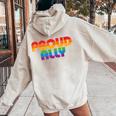 Lgbtq Proud Ally Lesbian Gay Pride Lgbt Ally Rainbowintage レディース オーバーサイズ パーカー バックプリント Sand