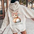 Life Is Better With Bunnies 水彩 ウサギ 花柄 ウサギ レディース オーバーサイズ パーカー バックプリント Sand