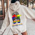 Messy Bun Proud Ally Pride Flag Love Lgbt レインボー サングラス レディース オーバーサイズ パーカー バックプリント Sand
