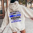My Bowling 言い訳 おもしろボーリングギフト レディース オーバーサイズ パーカー バックプリント Sand