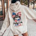 Party In Usa Girls 4Th Of July Daughter Messy Bun Usa Women Oversized Hoodie Back Print Sand Party In Usa Girls 4Th Of July Daughter Messy Bun Usa Women Oversized Hoodie Back Print Sand