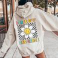 Peace Out Second Grade Retro Groovy Last Day Of 2Nd Grade Women Oversized Hoodie Back Print Sand