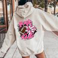 Pink Out Football Breast Cancer Awareness Cheer Mom Mama Women Oversized Hoodie Back Print Sand