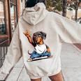 Teckel ロックミュージック 男性 子供 女性 ソーセージ 犬 ダックスフンド 長袖tシャツ レディース オーバーサイズ パーカー バックプリント Sand