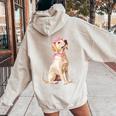 コケットボウ ラブラドールレトリバー 犬 ラボ ママ ピンクリボン 女の子 レディース オーバーサイズ パーカー バックプリント Sand