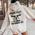 ドローン パイロット If I Duck Youhould Too ドローン フライングドローン Rc レディース オーバーサイズ パーカー バックプリント Sand