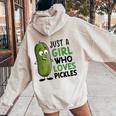ピクルスが大好きな女の子だけ おかしなきゅうり レディース オーバーサイズ パーカー バックプリント Sand