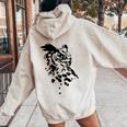フクロウ -ブラックホワイト-クールな女性男性子供動物 Owl レディース オーバーサイズ パーカー バックプリント Sand