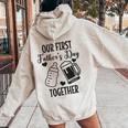 初めての父の日 Together Beer First Time Dad レディース オーバーサイズ パーカー バックプリント Sand