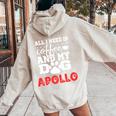 犬の名前 アポロ All In Need Is Coffee My Dog Named Apollo 長袖tシャツ レディース オーバーサイズ パーカー バックプリント Sand