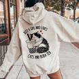 猫が大好きな女の子とボバティーラグドール猫好き レディース オーバーサイズ パーカー バックプリント Sand