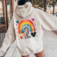 私はもう2歳 女の子のためのかわいいレインボーバースデーデザイン レディース オーバーサイズ パーカー バックプリント Sand