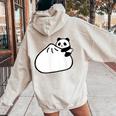 肉まんに抱きつくパンダ かわいい チャイナ 白黒 Panda Meat Bun レディース オーバーサイズ パーカー バックプリント Sand