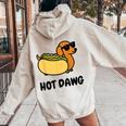 面白い犬 ホットドッグ 食通 駄洒落ギフト 男性 女性 キッズ 男の子 女の子 レディース オーバーサイズ パーカー バックプリント Sand