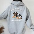 & Life Is Better Dapple Dachshund Lover レディース オーバーサイズ パーカー バックプリント Sport Grey