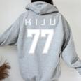 77 歳 喜寿 77歳 77才 お祝い 男性 女性 喜寿祝い 父 母 きじゅ 背番号 紫 バックプリント 長袖tシャツ レディース オーバーサイズ パーカー バックプリント Sport Grey