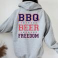 Bbq Beer Freedom レディース オーバーサイズ パーカー バックプリント Sport Grey