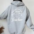 Black Teacher Mothers-Day Mom Afro Hair Melanin Pride Mama Women Oversized Hoodie Back Print Sport Grey