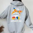 Building Block Messy Bun Mom Life Master Builder Women Oversized Hoodie Back Print Sport Grey