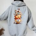 Coffee Is Life 愉快なコーヒー好きのギフト レディース オーバーサイズ パーカー バックプリント Sport Grey