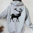 Deer Dad Mom Lover モノクロ 鹿 レディース オーバーサイズ パーカー バックプリント Sport Grey
