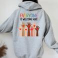Everyone Is Welcome Here アイダホ 教師 男性 女性 キッズ レディース オーバーサイズ パーカー バックプリント Sport Grey