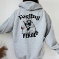 Feeling Feral アライグマ ミーム アルコール 飲酒 恋人 男性 女性 レディース オーバーサイズ パーカー バックプリント Sport Grey