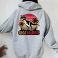 Gigisaurus Dinosaur Grandma Matching Family Saurus Women Oversized Hoodie Back Print Sport Grey