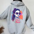 Girl Boss ポップアート セルフエンパワーメント レトロ 1950年代 レディース オーバーサイズ パーカー バックプリント Sport Grey