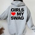 Girls Love Mywagaying Girls Love Mywagの引用 レディース オーバーサイズ パーカー バックプリント Sport Grey