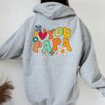 Groovy 父の日 I Love You Papa フラワー ヒッピー レディース オーバーサイズ パーカー バックプリント Sport Grey