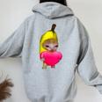Happy Banana Cat レディース オーバーサイズ パーカー バックプリント Sport Grey