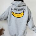 Happy Banana ファニーバナナラブ フルーツバナナ スマイリーフェイス レディース オーバーサイズ パーカー バックプリント Sport Grey