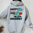 Happy Mother's Day Mommy Dino Son For Mom Trex Toddlers Boys Women Oversized Hoodie Back Print Sport Grey