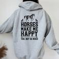 Horses Make Me Happy 楽しい馬愛好家 農家乗馬 レディース オーバーサイズ パーカー バックプリント Sport Grey