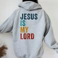 Jesus Is My Lord – Christian Faithintage Graphic レディース オーバーサイズ パーカー バックプリント Sport Grey