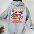 Just A Girl Who Loves Ramen And Axolotl Pink Kawaii Axolotl レディース オーバーサイズ パーカー バックプリント Sport Grey
