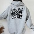 Livin' Thatoccer Mom Life ファニースポーツ 母の日 長袖tシャツ レディース オーバーサイズ パーカー バックプリント Sport Grey