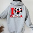 I Love Canada サッカーボール 男の子 女の子 キッズ カナダ国旗 レディース オーバーサイズ パーカー バックプリント Sport Grey