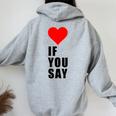 I Love Heart Red If Youay For アパレル レディース オーバーサイズ パーカー バックプリント Sport Grey