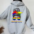 Messy Bun Proud Ally Pride Flag Love Lgbt レインボー サングラス レディース オーバーサイズ パーカー バックプリント Sport Grey