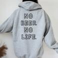 No Beer No Life ノービアーノーライフ ビール おもしろ かわいい レディース オーバーサイズ パーカー バックプリント Sport Grey