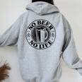 No Beer No Life ヴィンテージ飲酒 ビール愛好家向け 左胸 レディース オーバーサイズ パーカー バックプリント Sport Grey