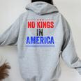No Kings In America Flag Protest Save Democracy Women Oversized Hoodie Back Print Sport Grey