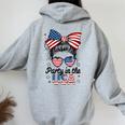Party In Usa Girls 4Th Of July Daughter Messy Bun Usa Women Oversized Hoodie Back Print Sport Grey Party In Usa Girls 4Th Of July Daughter Messy Bun Usa Women Oversized Hoodie Back Print Sport Grey