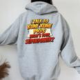 Pig Dad Mom Talkuperpower Kune Kune レディース オーバーサイズ パーカー バックプリント Sport Grey